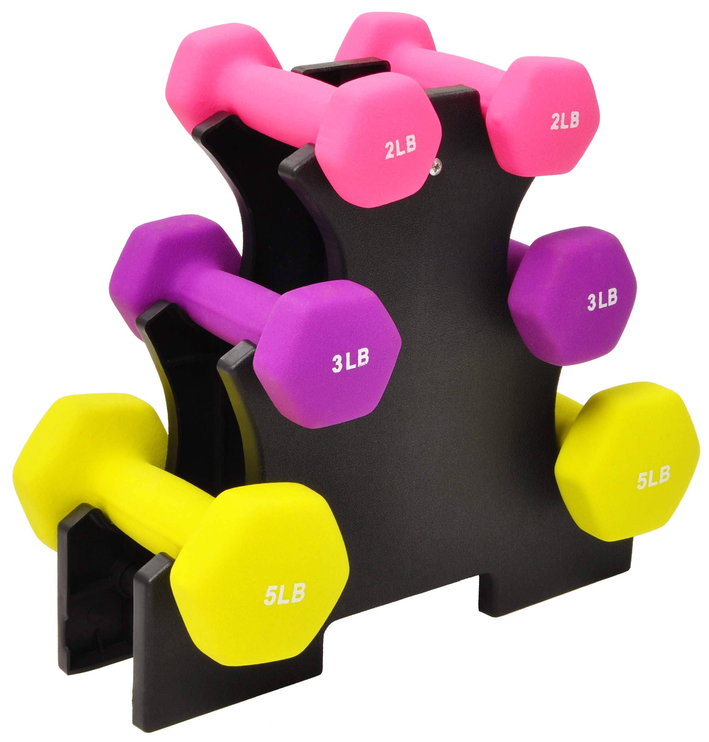 Fitvids 20LB Colored Neoprene Coated Dumbbell Set with Stand 2 3 5 lbs Pairs
