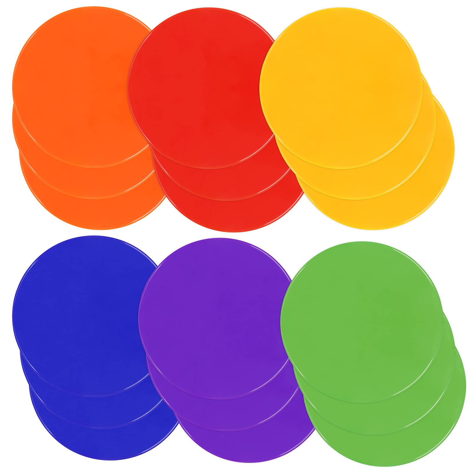 ZIECE Poly Spots Spot Markers for Gym Floor 9inch 18 Pcs Flat Cones Non-Slip Rubber Floor Dots Circles for Kids Sports Soccer Basketball Agility Training Dance Classroom